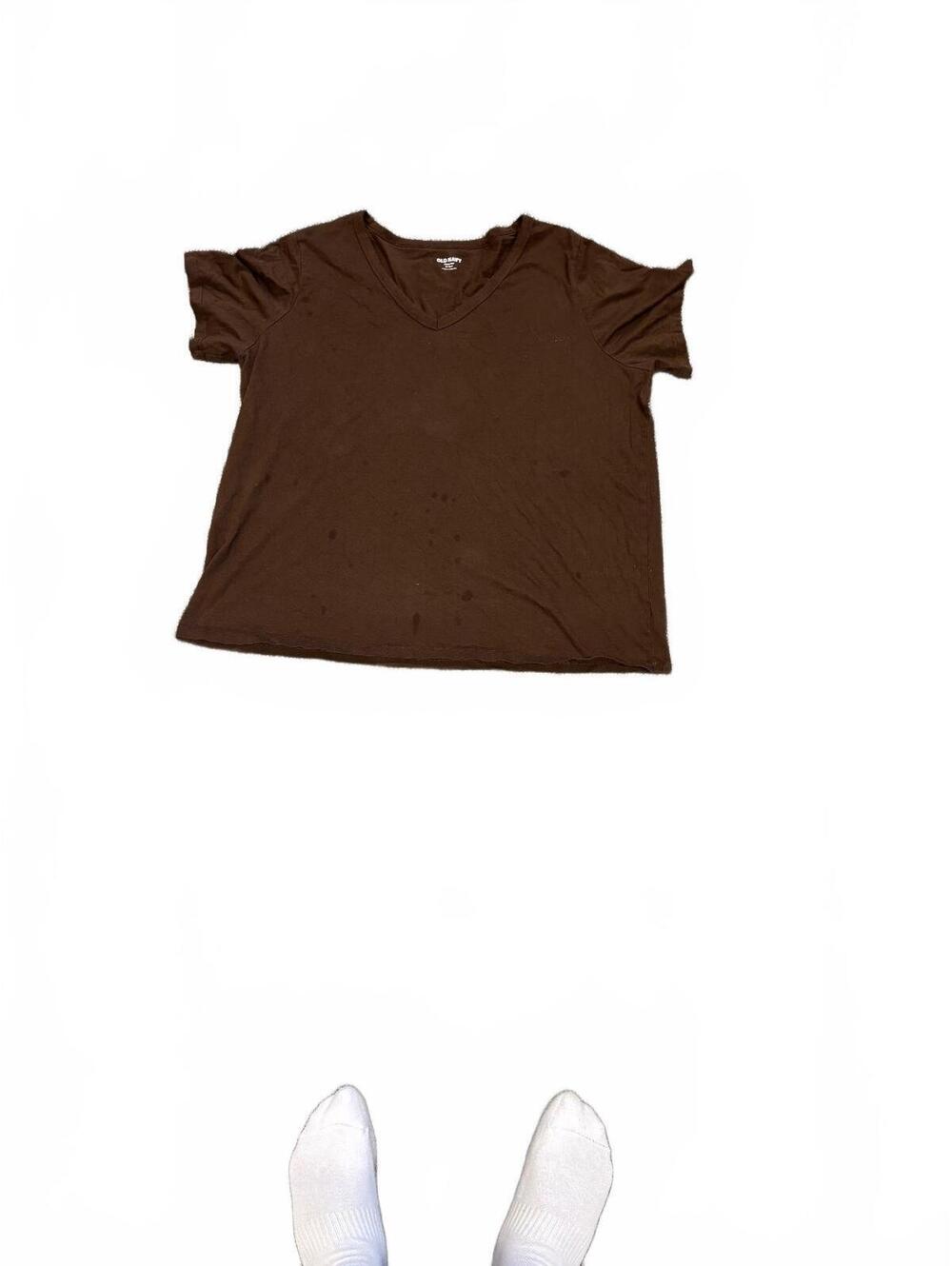 Old Navy Brown V-Neck T-Shirt XL Tall